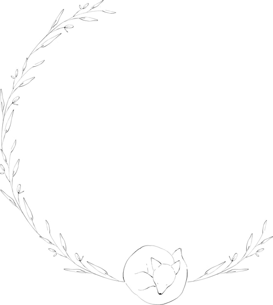 Vector delicate ink floral wreath with flowers, branch and leaves. elegant logo template.