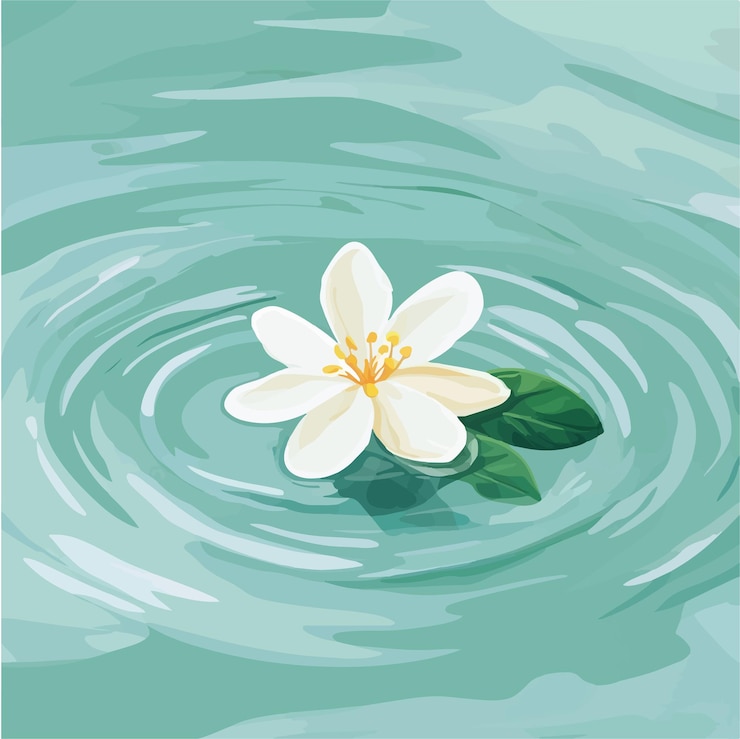 Vector delicate jasmine flower floating gracefully vector illustration
