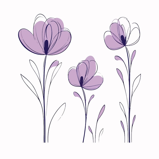 Delicate lilac outline illustration