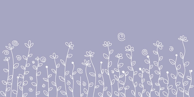 delicate line art flowers on a purple background