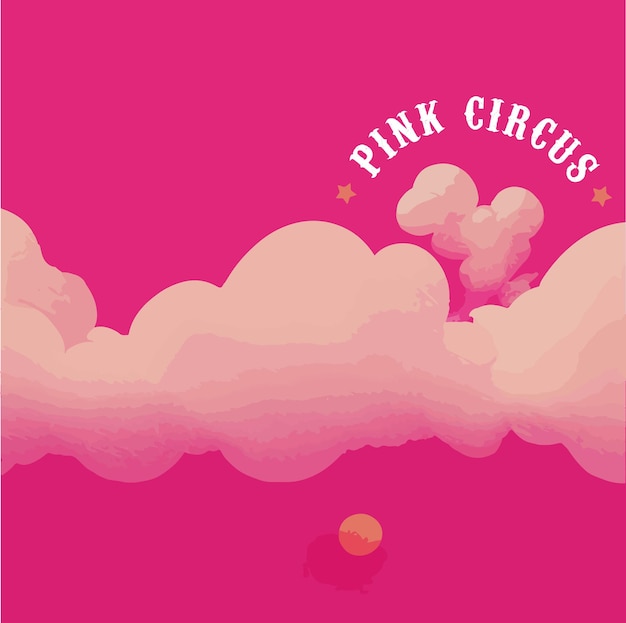 Vector delicate pink circus clouds background illustration with cloud details