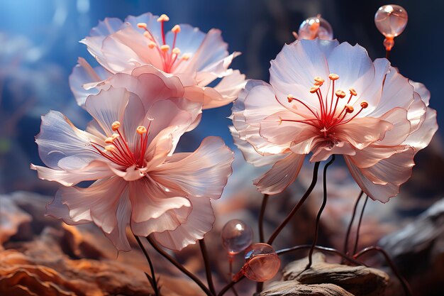 Vettore delicato fiore rosa in fiore che mostra la bellezza della natura e la fragilità botanica