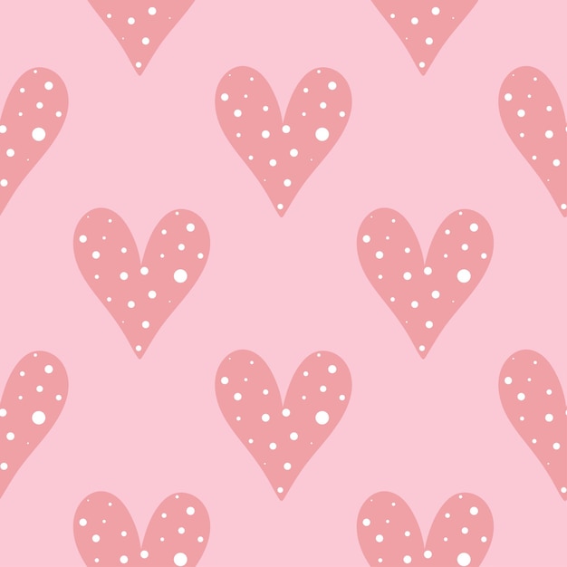 Delicate pink seamless pattern with hearts vector illustration