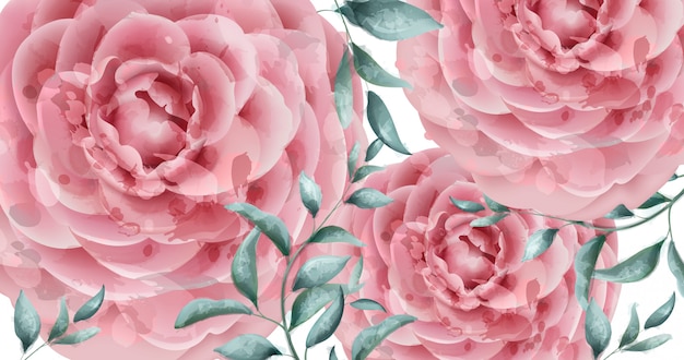 Vector delicate rose flowers banner watercolor