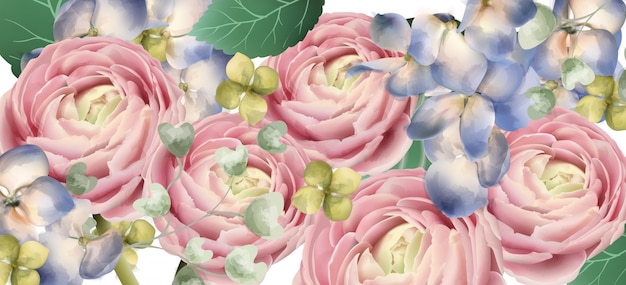 Delicate rozenboeket aquarel
