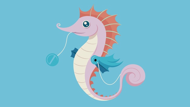 A delicate seahorse with tiny but powerful speakers attached to its fins using its soothing voice to