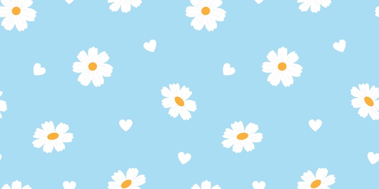 Vector delicate seamless pattern with daisies and hearts suitable for fabric packaging greeting cards posters vector illustration
