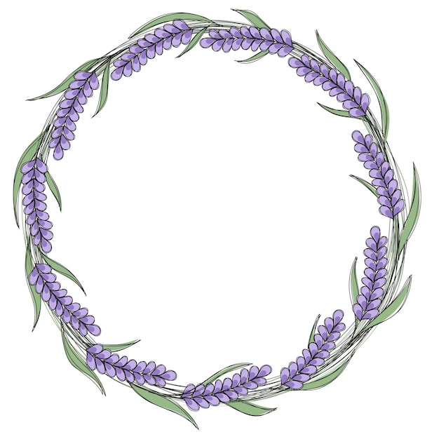 Vector delicate, simple wreath with lavender sprigs