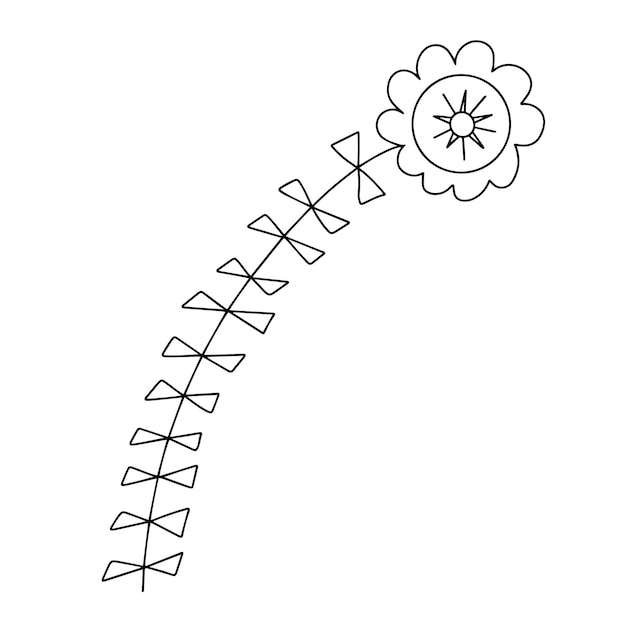 손으로 그린 스타일의 봄 꽃 벡터 삽화의 섬세한 스케치