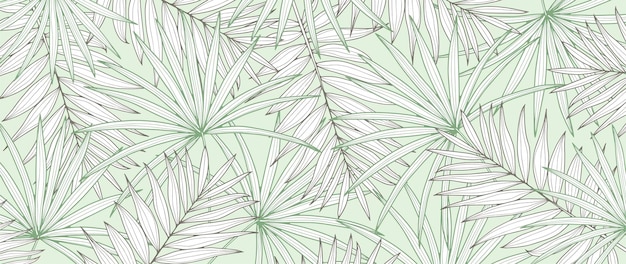 Delicate tropical green background with branches and leaves