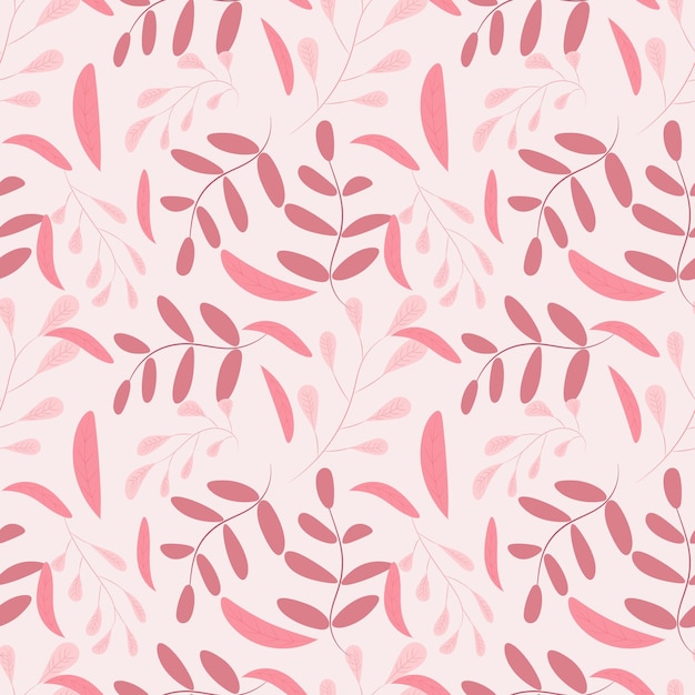 Vector delicate vector pattern of pink branches and leaves.