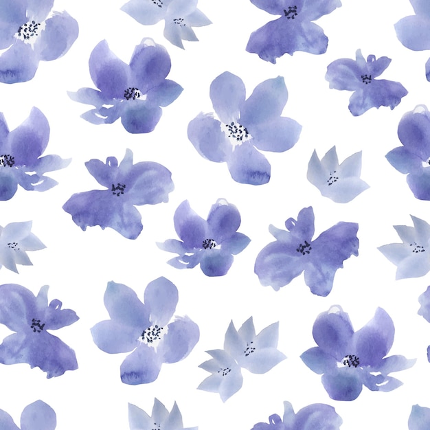 Delicate watercolor flowers vector seamless pattern