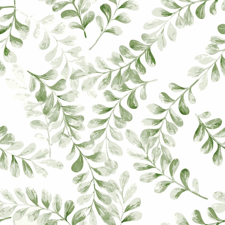 Vector delicate watercolor leaf pattern on white background