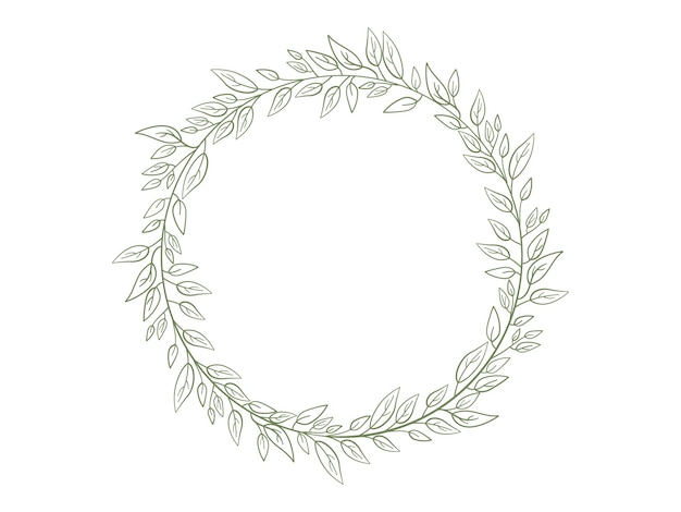 delicate wedding element with linear hand drawn leaves for invitation certificate or logo