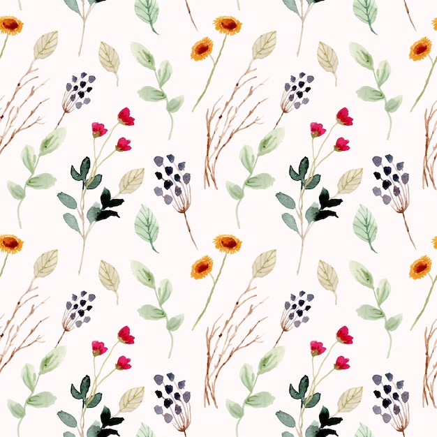 delicate wildflower watercolor seamless pattern