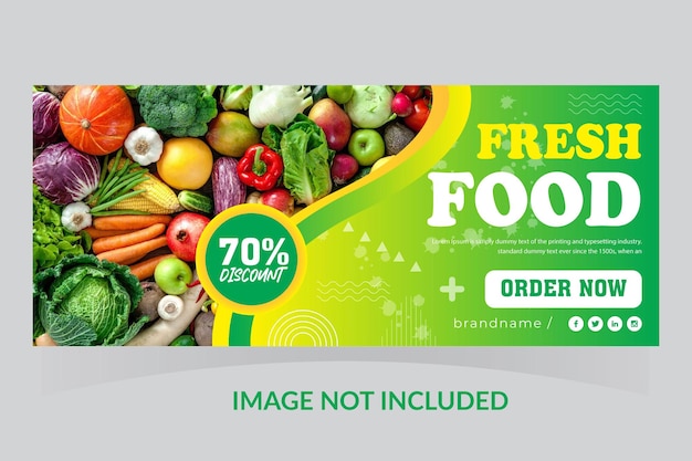 Vector delicias fresh food banner social media promotion and instagram