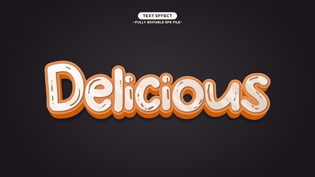 Delicious 3D Text Effect with Orange Color Style For Food Promotion Headline