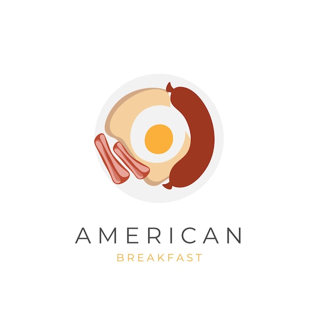 Delicious american breakfast illustration logo with sausage