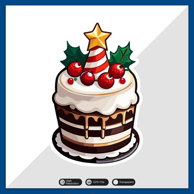 ベクトル おいしい森の果物のクリスマスケーキ