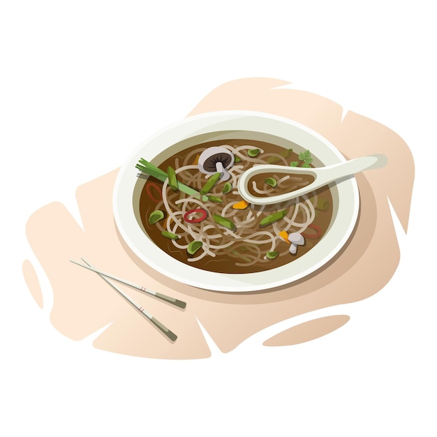 Vector delicious asian udon noodles