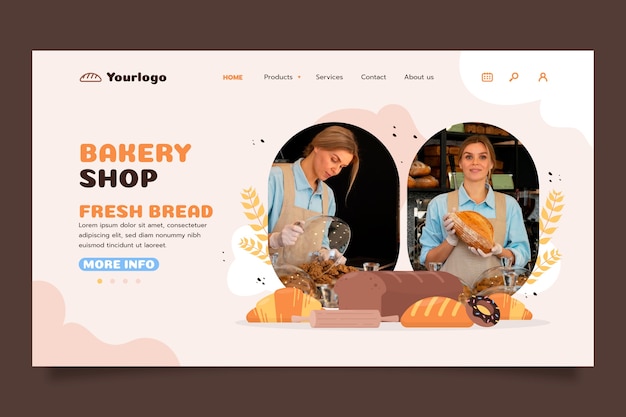 Vector delicious bakery products  landing page