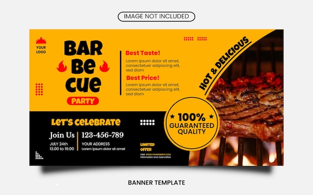 Vector delicious barbecue food party social media post template