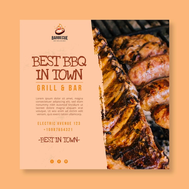 Delicious bbq squared flyer template