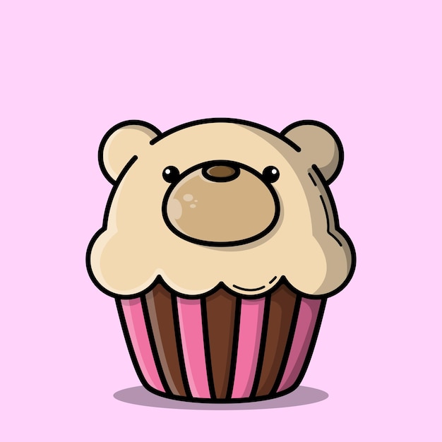 Delicious Bear cupcake Cute bear cupcake illustration Dessert vector