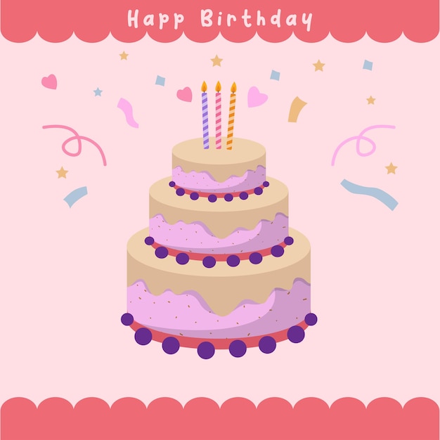 Delicious Birthday Cake with Colorful Frosting and Candles