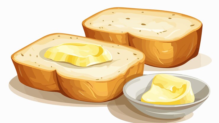 Vector delicious bread with margarine for breakfast