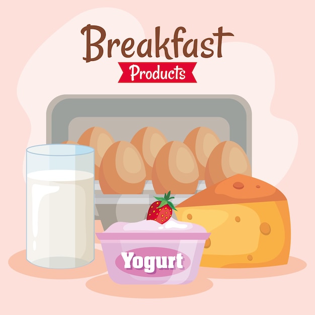 Delicious breakfast products set