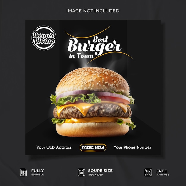Delicious Burger Advertentie voor Burger House Promotie Template