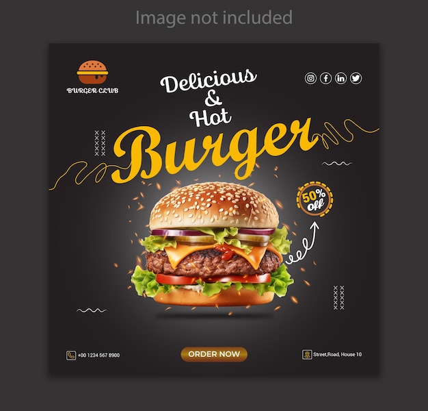 ベクトル 美味しいハンバーガーと食品メニューのウェブバナーテンプレート