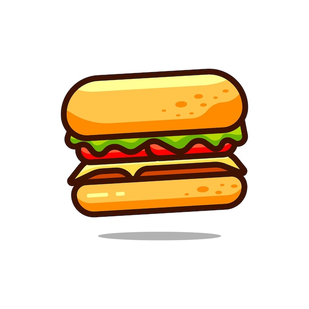 Delicious burger in cartoon style