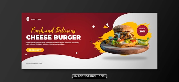 Delizioso modello di banner per menu di hamburger e cibo