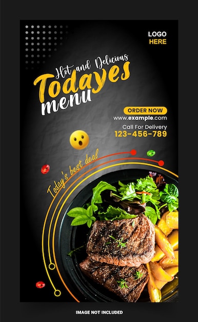 Delicious burger and food menu Instagram and fakebook story template