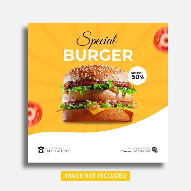 Delicious burger and food menu social media banner template