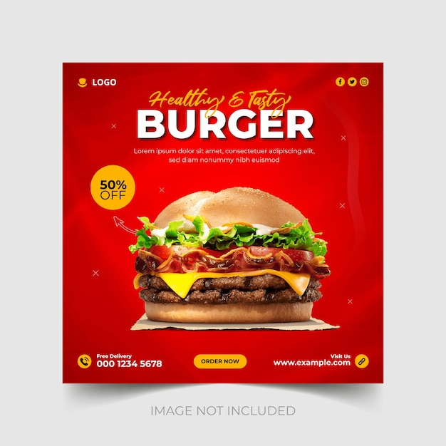 Delicious burger and food menu social media banner template