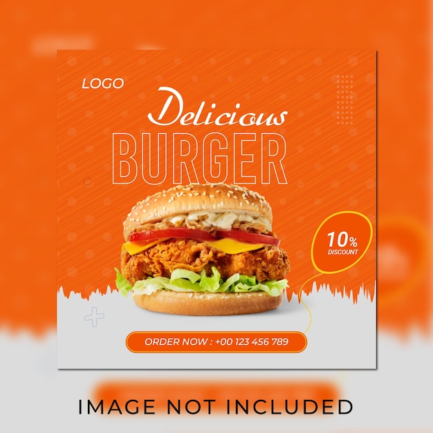 Delicious burger and food menu social media banner template