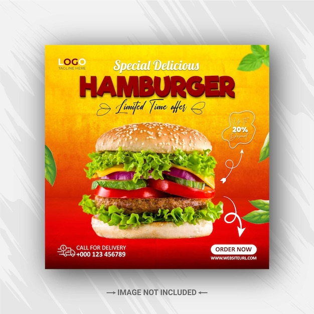 Delicious burger and food menu social media post banner design