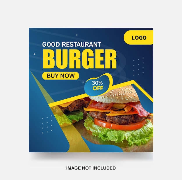 Delicious burger food menu social media post promotie banner template
