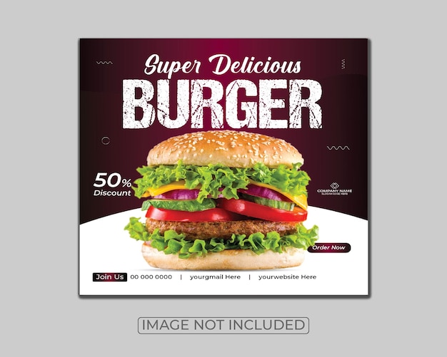 Delicious Burger and Food Menu or Social Media Post Template