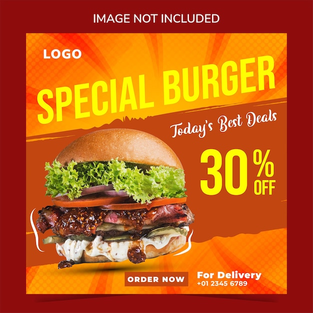 delicious burger and food menu social media template