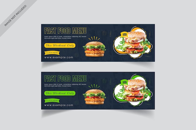 Delizioso modello di menu di hamburger e cibo