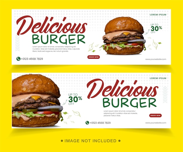 Vector delicious burger food promotion social media facebook cover banner template