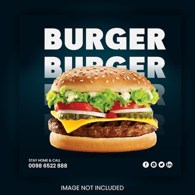 Vector delicious burger food social media template