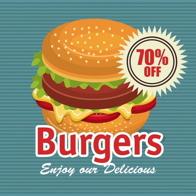 delicious burger isolated icon design