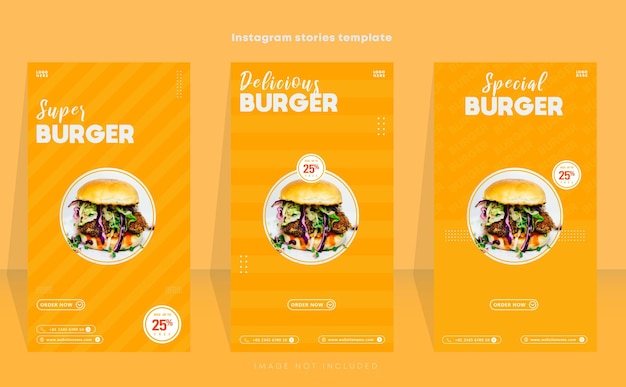 Delicious burger menu instagram stories template