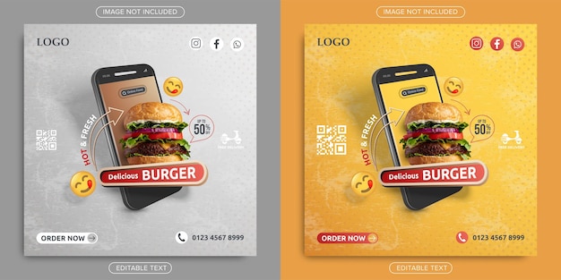 Delicious burger online order promotion template