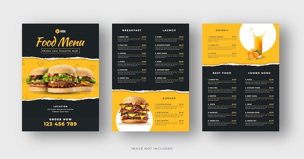 Delicious burger and restaurant food menu flyer